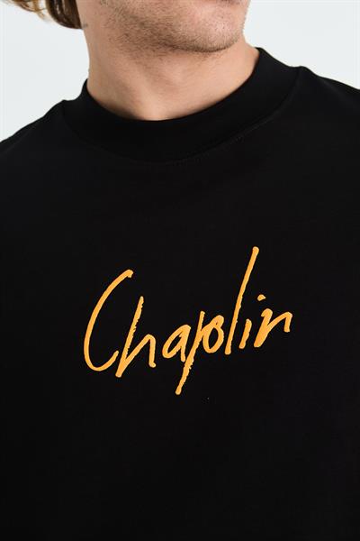 Chaplin Oversize Tişört Erkek Siyah