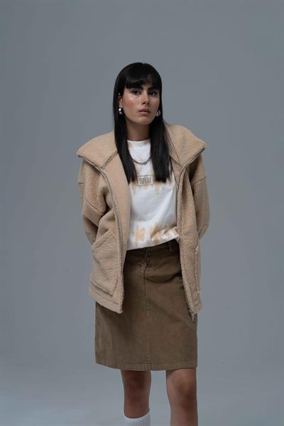 Classic Haven Oversize Welsoft Ceket Kadın Bej