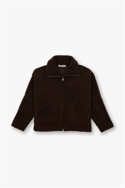 Classic Haven Oversize Welsoft Ceket Kadın Kahverengi