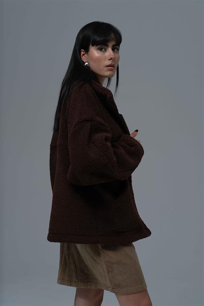 Classic Haven Oversize Welsoft Ceket Kadın Kahverengi