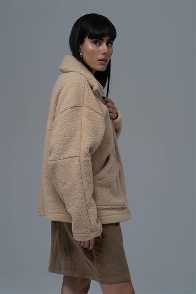 Classic Haven Oversize Welsoft Ceket Kadın Bej