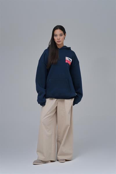 Crow of Transformation Oversize Sweatshirt Kadın İndigo