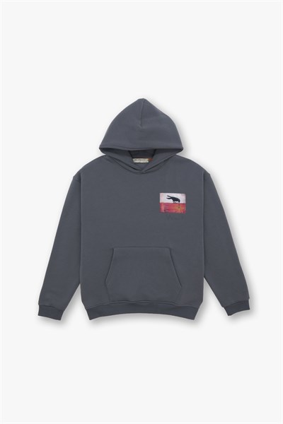 Crow of Transformation Oversize Sweatshirt Erkek Füme