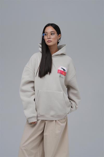 Crow of Transformation Oversize Sweatshirt Kadın Stone