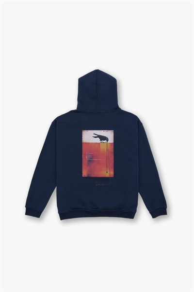 Crow of Transformation Oversize Sweatshirt Erkek İndigo