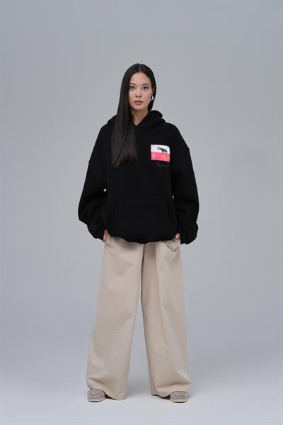Crow of Transformation Oversize Sweatshirt Kadın Siyah