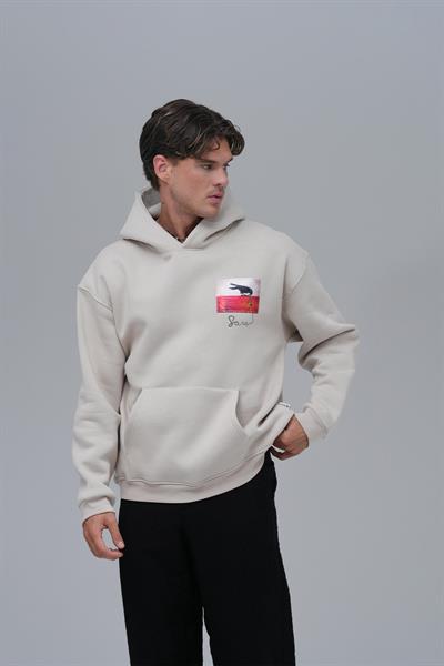 Crow of Transformation Oversize Sweatshirt Erkek Stone