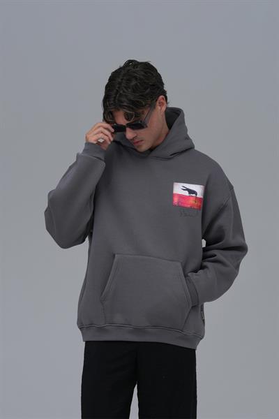 Crow of Transformation Oversize Sweatshirt Erkek Füme
