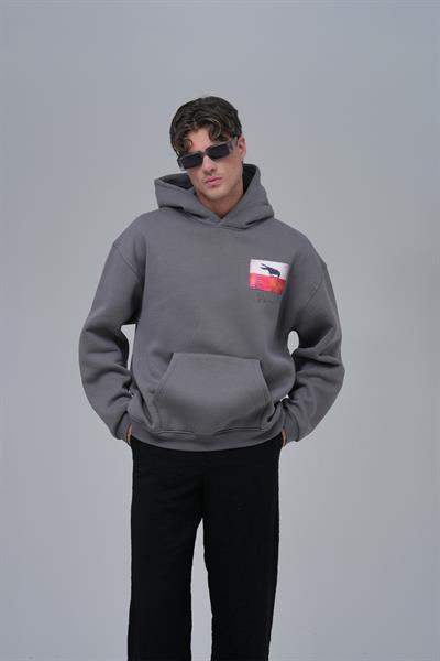 Crow of Transformation Oversize Sweatshirt Erkek Füme