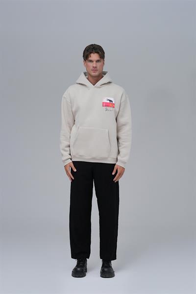 Crow of Transformation Oversize Sweatshirt Erkek Stone