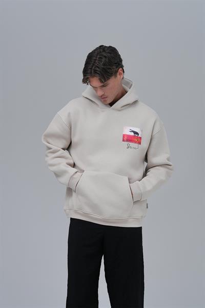 Crow of Transformation Oversize Sweatshirt Erkek Stone