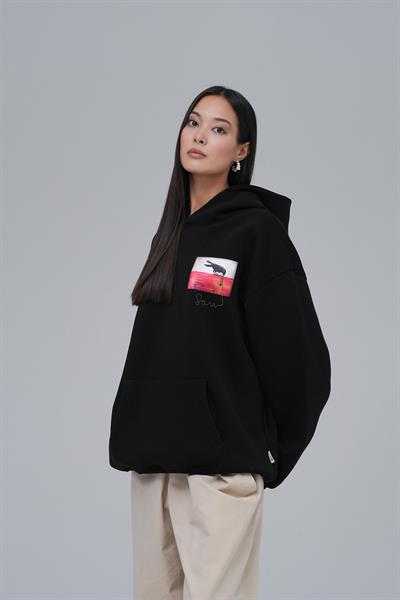 Crow of Transformation Oversize Sweatshirt Kadın Siyah