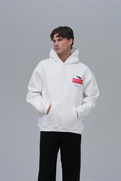 Crow of Transformation Oversize Sweatshirt Erkek Ekru