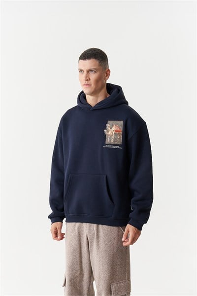 Desert Echo Oversize Erkek Sweatshirt Lacivert
