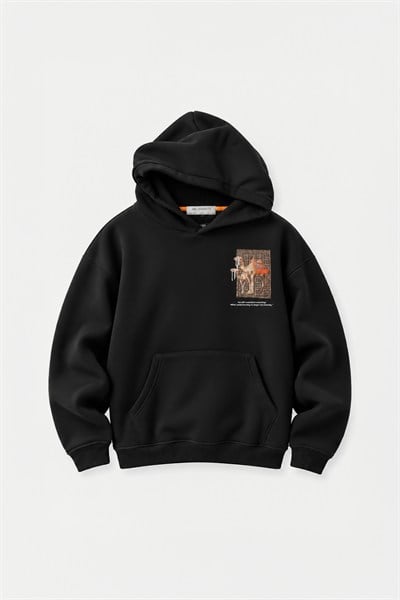 Desert Echo Oversize Erkek Sweatshirt Siyah