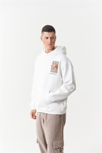Desert Echo Oversize Erkek Sweatshirt Ekru