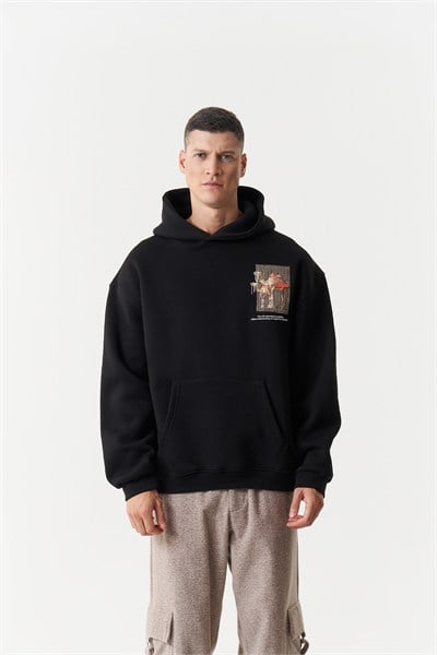 Desert Echo Oversize Erkek Sweatshirt Siyah