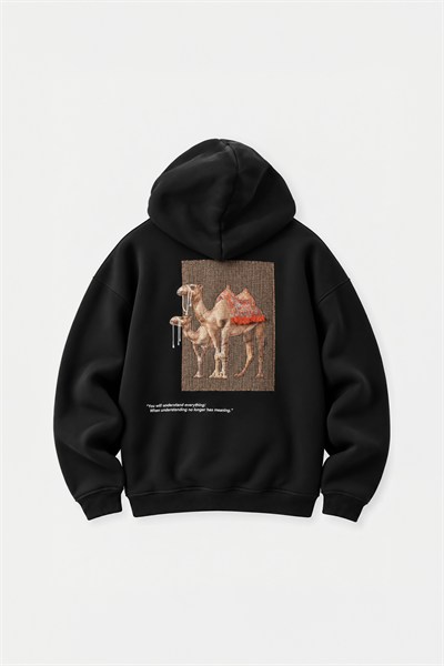 Desert Echo Oversize Erkek Sweatshirt Siyah