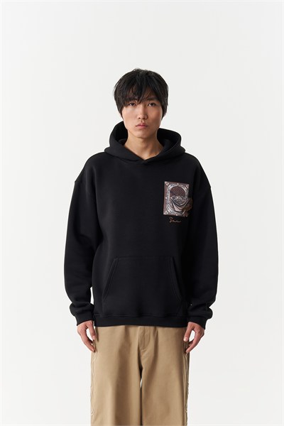 Desert Veil Oversize Erkek Sweatshirt Siyah