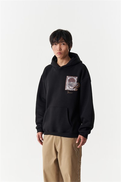 Desert Veil Oversize Erkek Sweatshirt Siyah