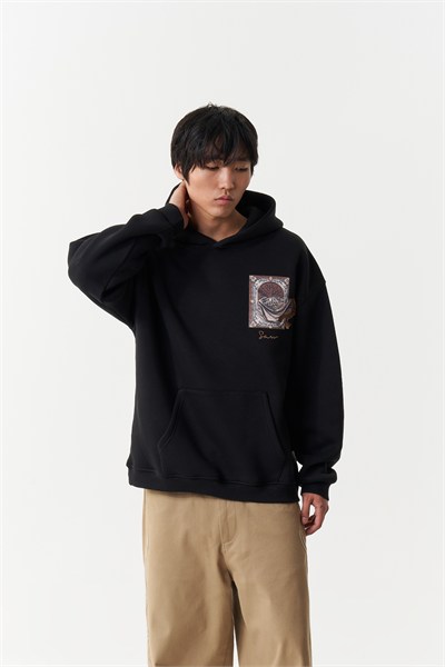 Desert Veil Oversize Erkek Sweatshirt Siyah