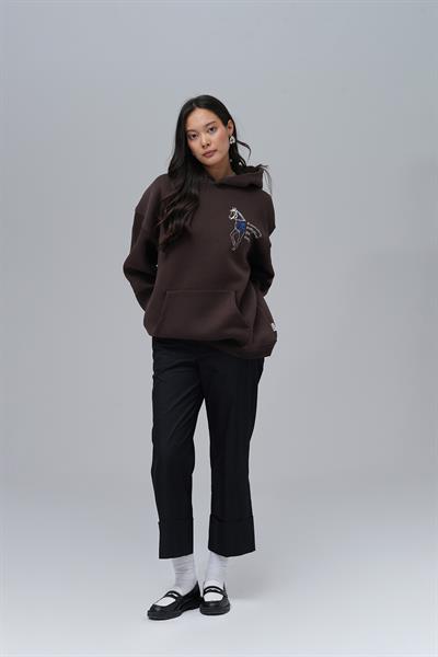 Design Story Fading Echoes Oversize Sweatshirt Kadın Kahverengi