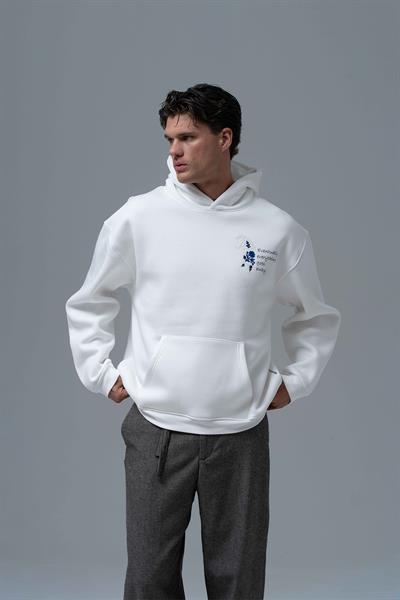 Design Story Fading Echoes Oversize Sweatshirt Erkek Ekru