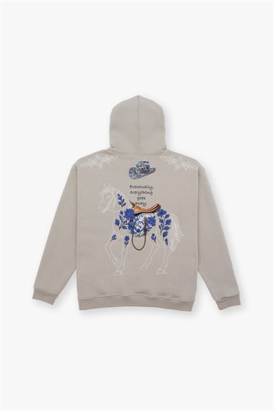 Design Story Fading Echoes Oversize Sweatshirt Erkek Stone
