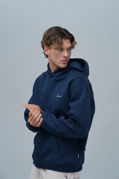 Echoes of Roots Oversize Sweatshirt Erkek İndigo