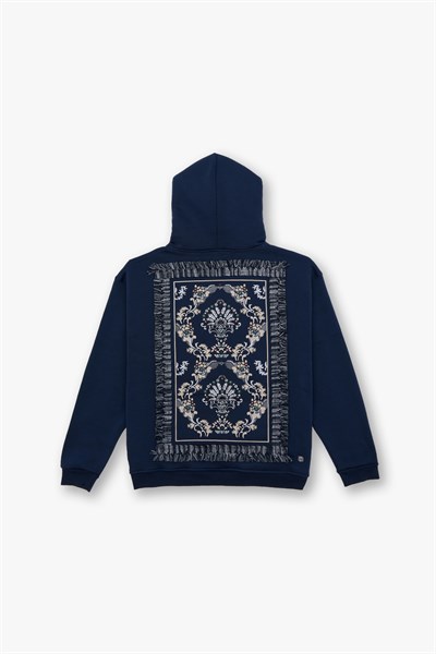 Echoes of Roots Oversize Sweatshirt Erkek İndigo