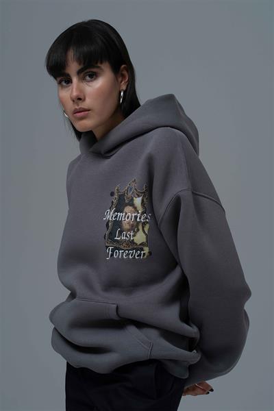 Eternal Frame Oversize Sweatshirt Kadın Füme