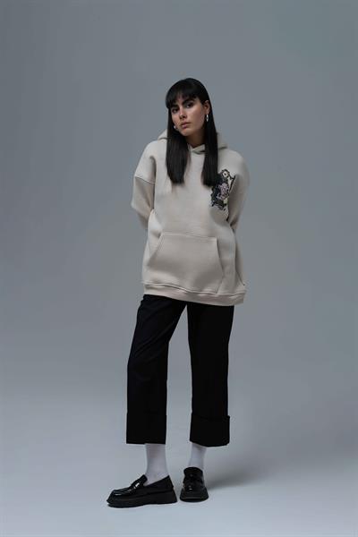 Eternal Frame Oversize Sweatshirt Kadın Stone