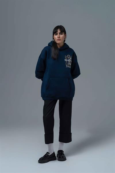 Eternal Frame Oversize Sweatshirt Kadın İndigo