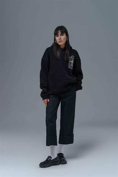 Eternal Frame Oversize Sweatshirt Kadın Siyah