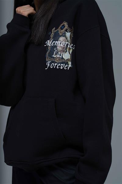 Eternal Frame Oversize Sweatshirt Kadın Siyah