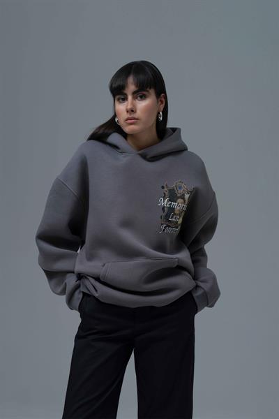Eternal Frame Oversize Sweatshirt Kadın Füme