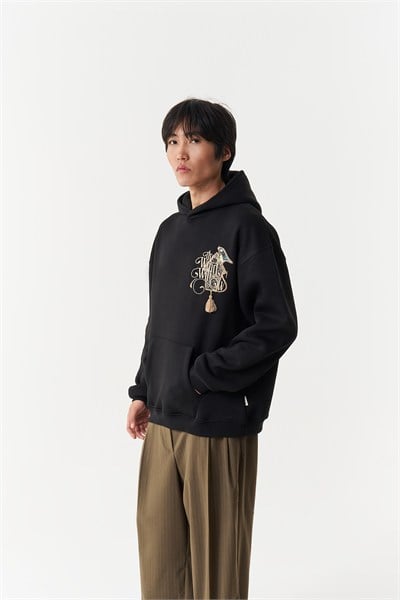 Framed Wilderness Oversize Erkek Sweatshirt Siyah