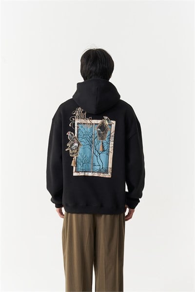 Framed Wilderness Oversize Erkek Sweatshirt Siyah
