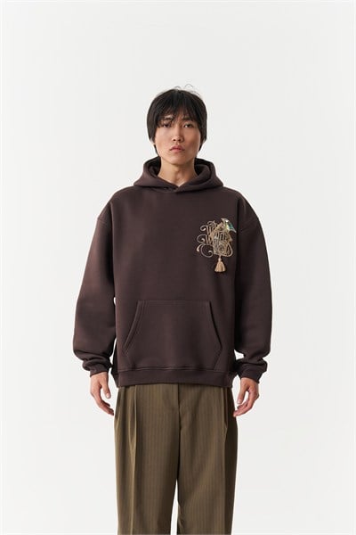 Framed Wilderness Oversize Erkek Sweatshirt Kahverengi