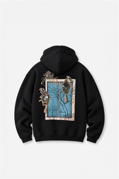 Framed Wilderness Oversize Erkek Sweatshirt Siyah