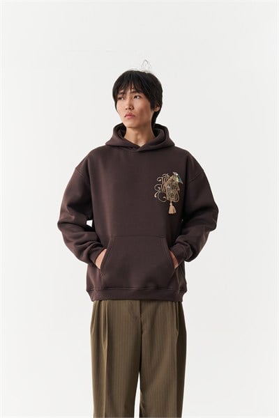 Framed Wilderness Oversize Erkek Sweatshirt Kahverengi