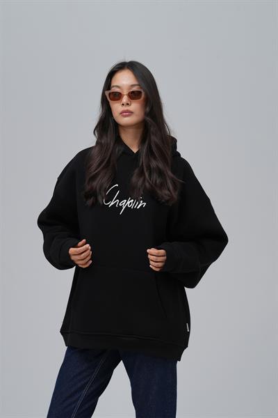 Frames of Laughter Oversize Sweatshirt Kadın Siyah