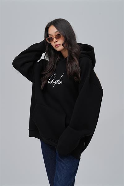 Frames of Laughter Oversize Sweatshirt Kadın Siyah