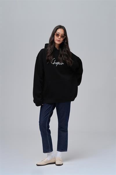 Frames of Laughter Oversize Sweatshirt Kadın Siyah