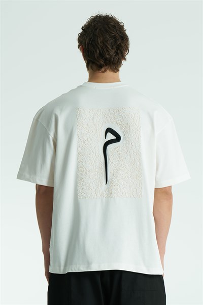 Glyph Oversize Erkek Tişört Ekru