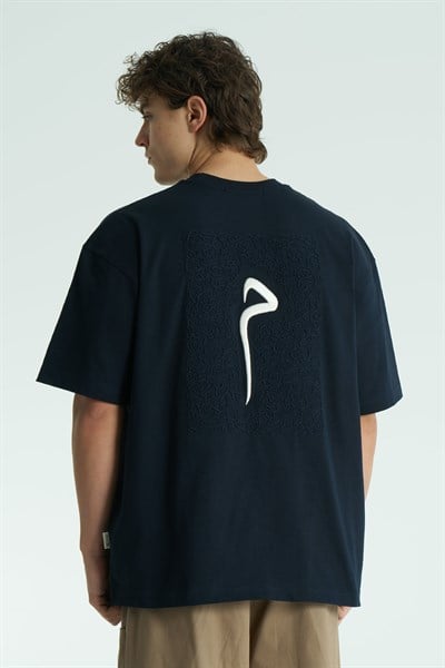 Glyph Oversize Erkek Tişört Lacivert