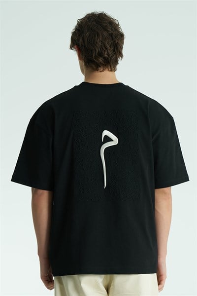 Glyph Oversize Erkek Tişört Siyah