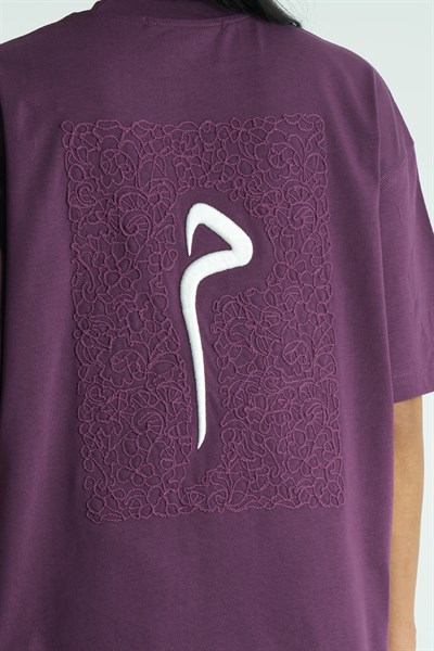 Glyph Oversize Kadın Tişört Mor