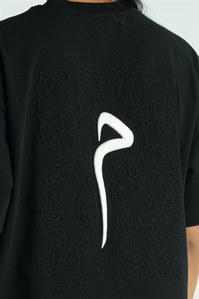 Glyph Oversize Kadın Tişört Siyah