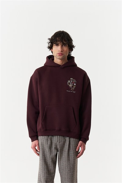 Heart Atlas Oversize Erkek Sweatshirt Mürdüm